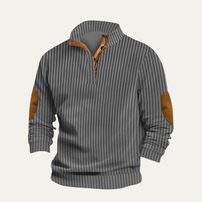 VogeLuxe | Men’s Ribbed Henley Mock Neck Pullover Sweater