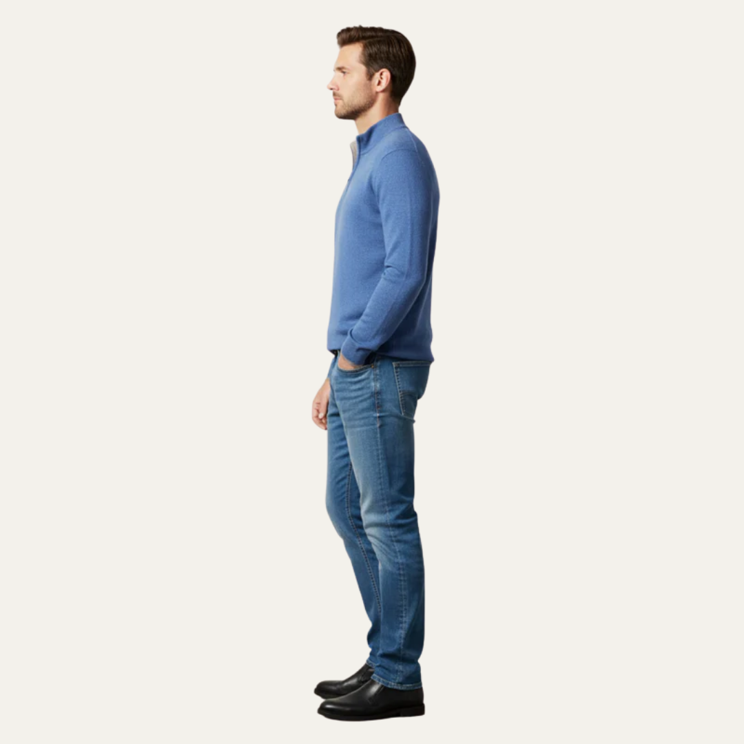 VogeLuxe | Men’s Textured Quarter Zip Standing Collar Sweater