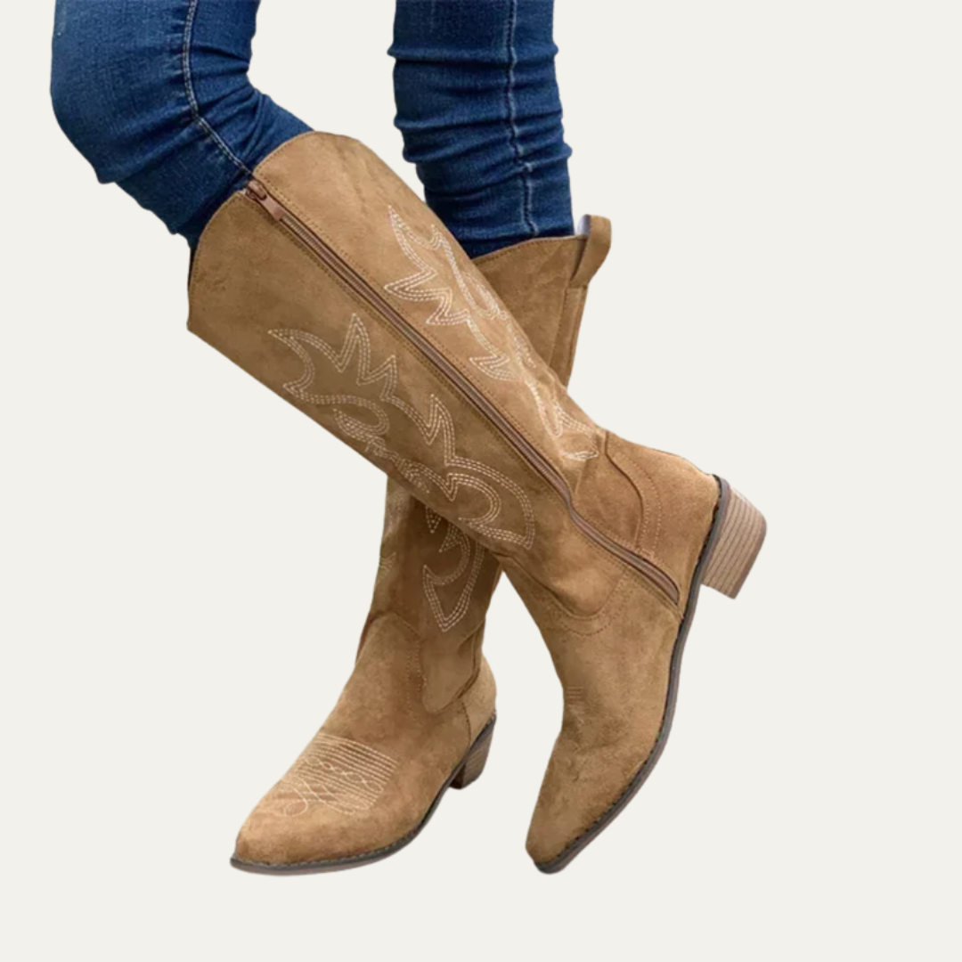 VogeLuxe | Women’s Embroidered Western Knee High Boots