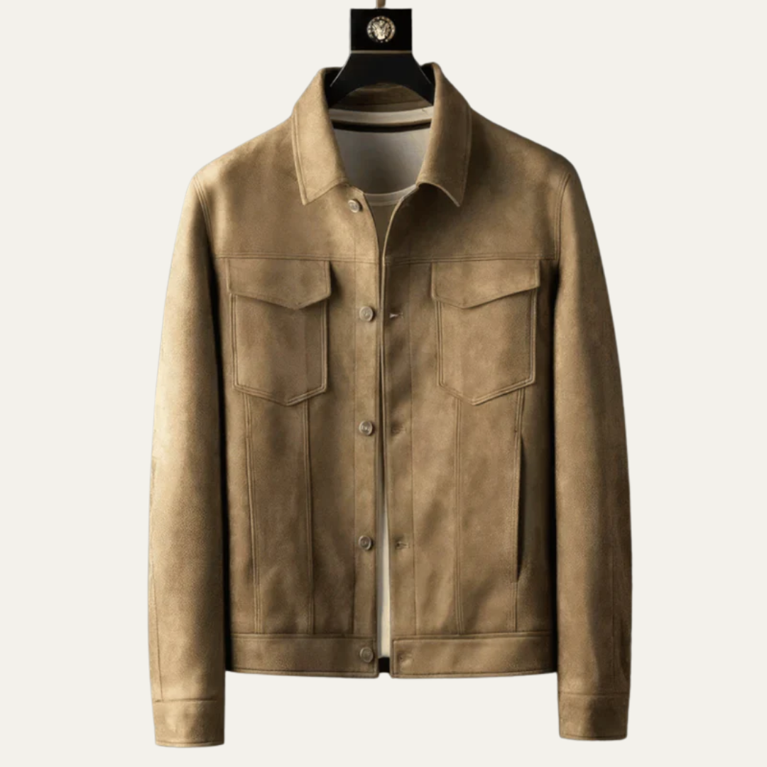 VogeLuxe | Men’s Suede Textured Trucker Jacket