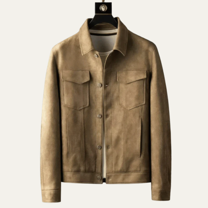 VogeLuxe | Men’s Suede Textured Trucker Jacket