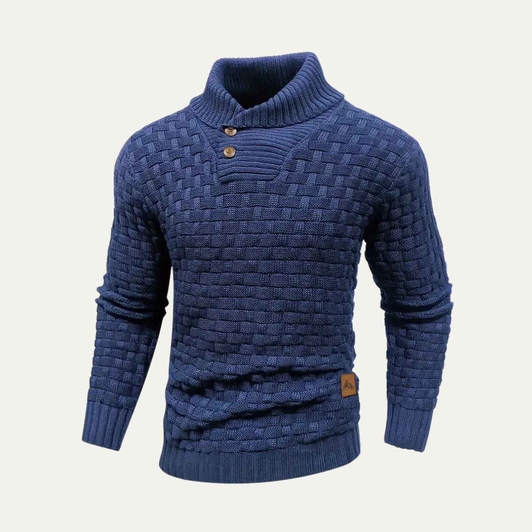 VogeLuxe | Men’s Shawl Collar Textured Knit Pullover Sweater