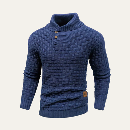VogeLuxe | Men’s Shawl Collar Textured Knit Pullover Sweater