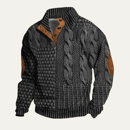 VogeLuxe | Men’s Quilted Funnel Neck Pullover Sweater