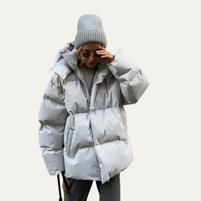 VogeLuxe | Women’s Oversized High-Neck Cropped Puffer Jacket