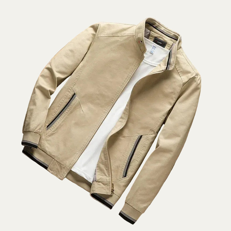 VogeLuxe | Men’s Stylish Striped Collar Bomber Jacket