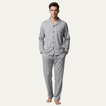 VogeLuxe | Men’s Window Pane Pattern Pajama Set