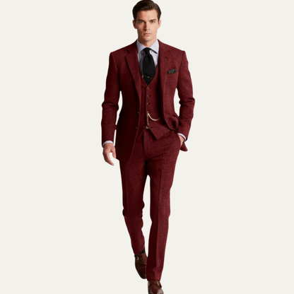 VogeLuxe | Men’s Textured Tweed Three Piece Suit