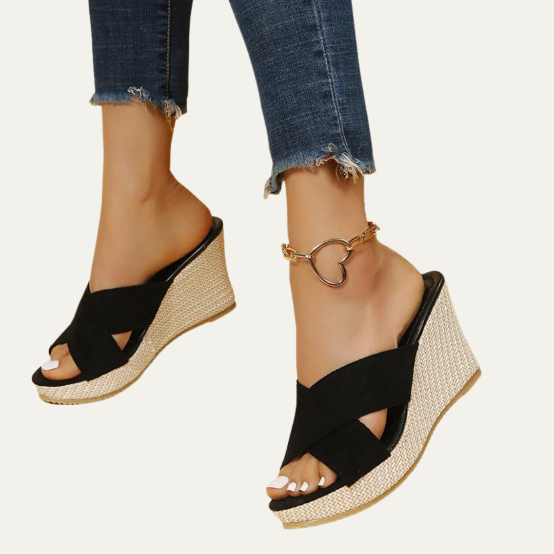 VogeLuxe | Women’s Open Toe Cross Strap Wedge Sandals