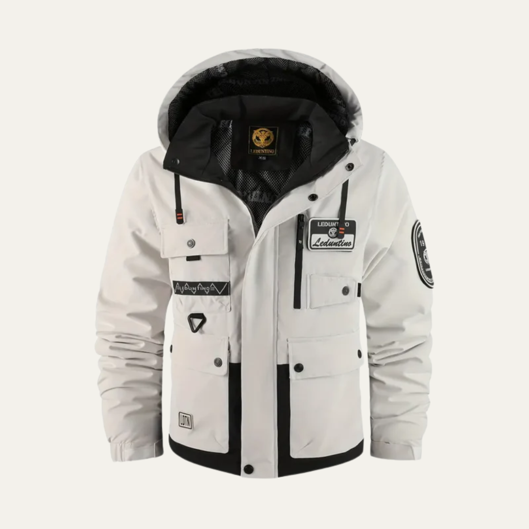 VogeLuxe | Men’s Technical Utility Jacket with Detachable Hood