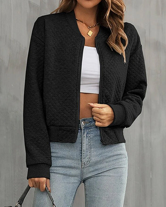Women's Padded Quilted Bomber Coat - VogeLuxe