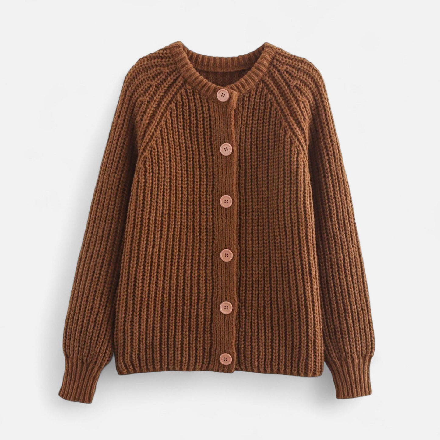 Cozy Womens Classic Crew Neck Knit Cardigan