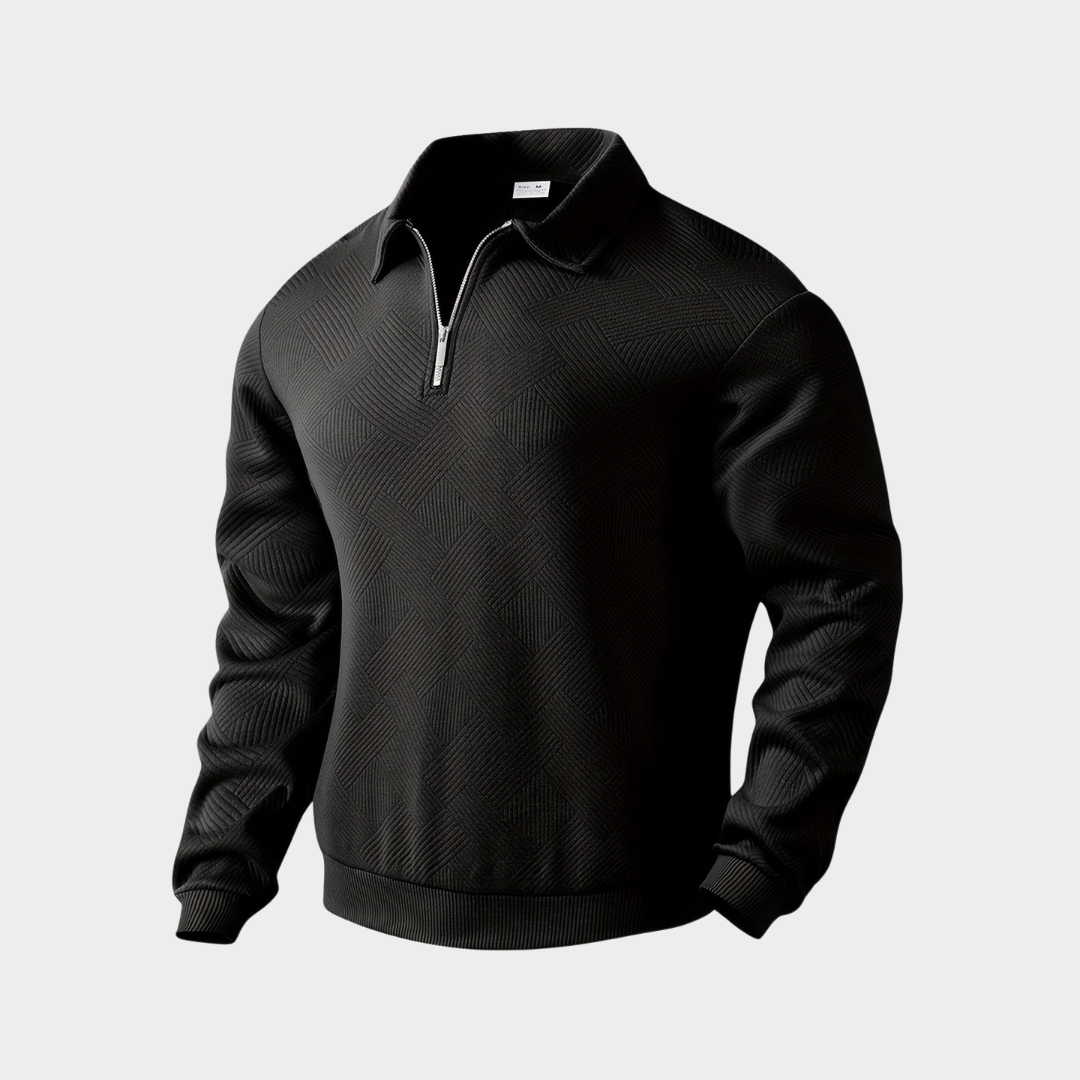 VogeLuxe | Men’s Quarter Zip Textured Knit Pullover