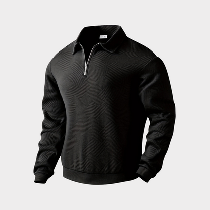 VogeLuxe | Men’s Quarter Zip Textured Knit Pullover