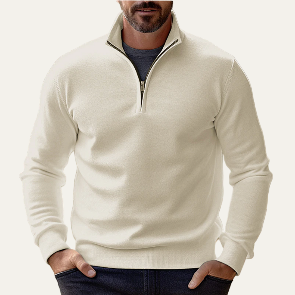 VogeLuxe | Men’s Stand Collar Quarter Zip Pullover Sweater
