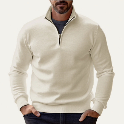 VogeLuxe | Men’s Stand Collar Quarter Zip Pullover Sweater