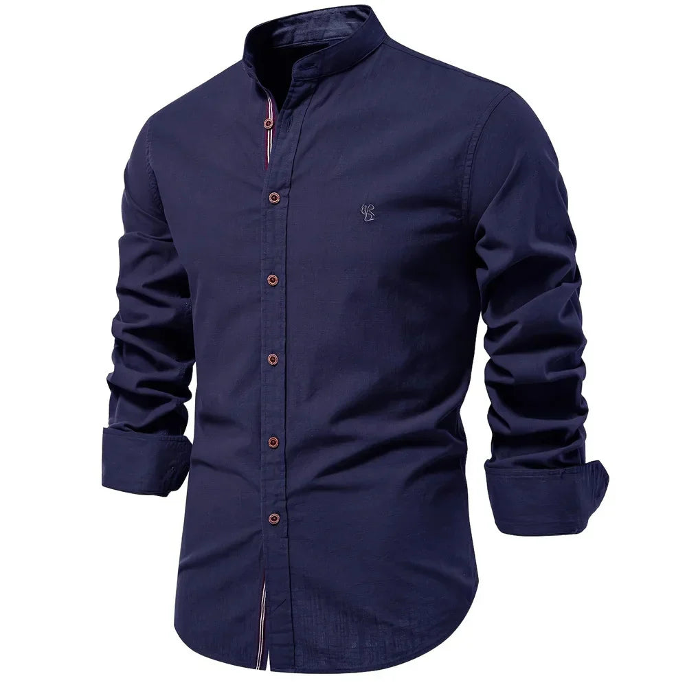 Classic Long Sleeve Men's Collar Button Shirt