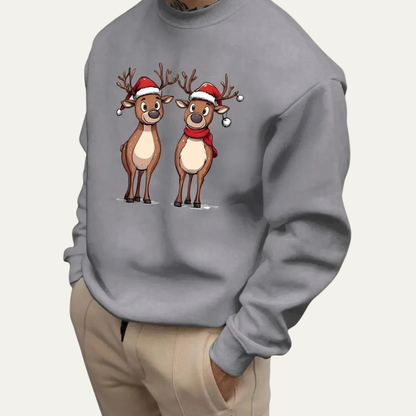 VogeLuxe | Men’s Festive Reindeer Graphic Crewneck Sweatshirt