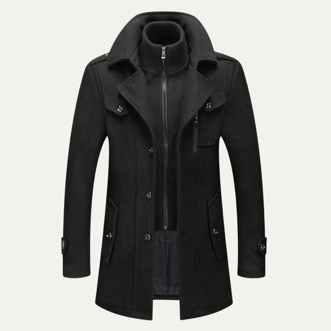 VogeLuxe | Men’s Classic Convertible Collar Trench Coat