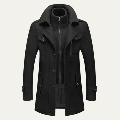 VogeLuxe | Men’s Classic Convertible Collar Trench Coat