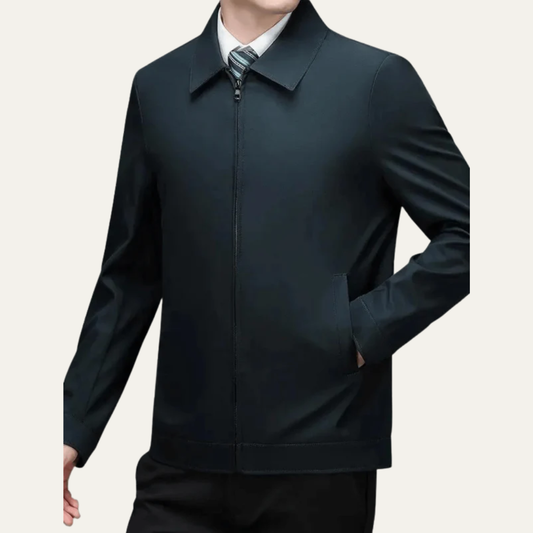 VogeLuxe | Men’s Tailored Notched Collar Zip Front Jacket