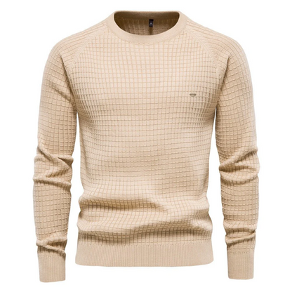 VogeLuxe | Men’s Textured Waffle Knit Crewneck Sweater