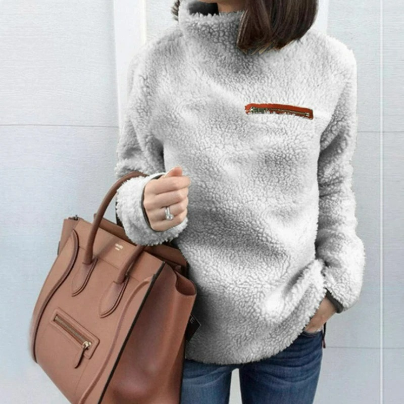 Cozy Women's Zip Up Fleece Sweater for Winter