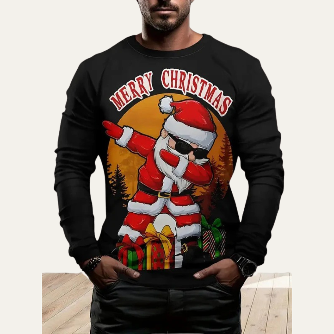 VogeLuxe | Men’s Christmas Graphic Santa Dab Crewneck Sweatshirt