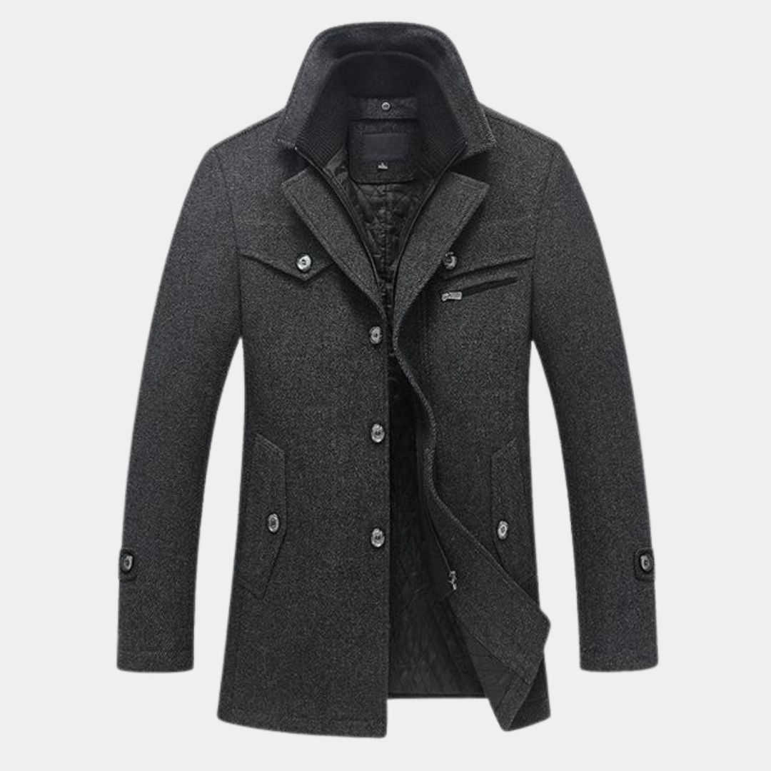 VogeLuxe | Men’s Wool Blend Car Coat with Quilted Zip Lining