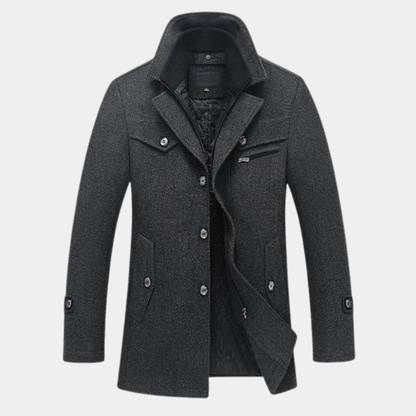 VogeLuxe | Men’s Wool Blend Car Coat with Quilted Zip Lining