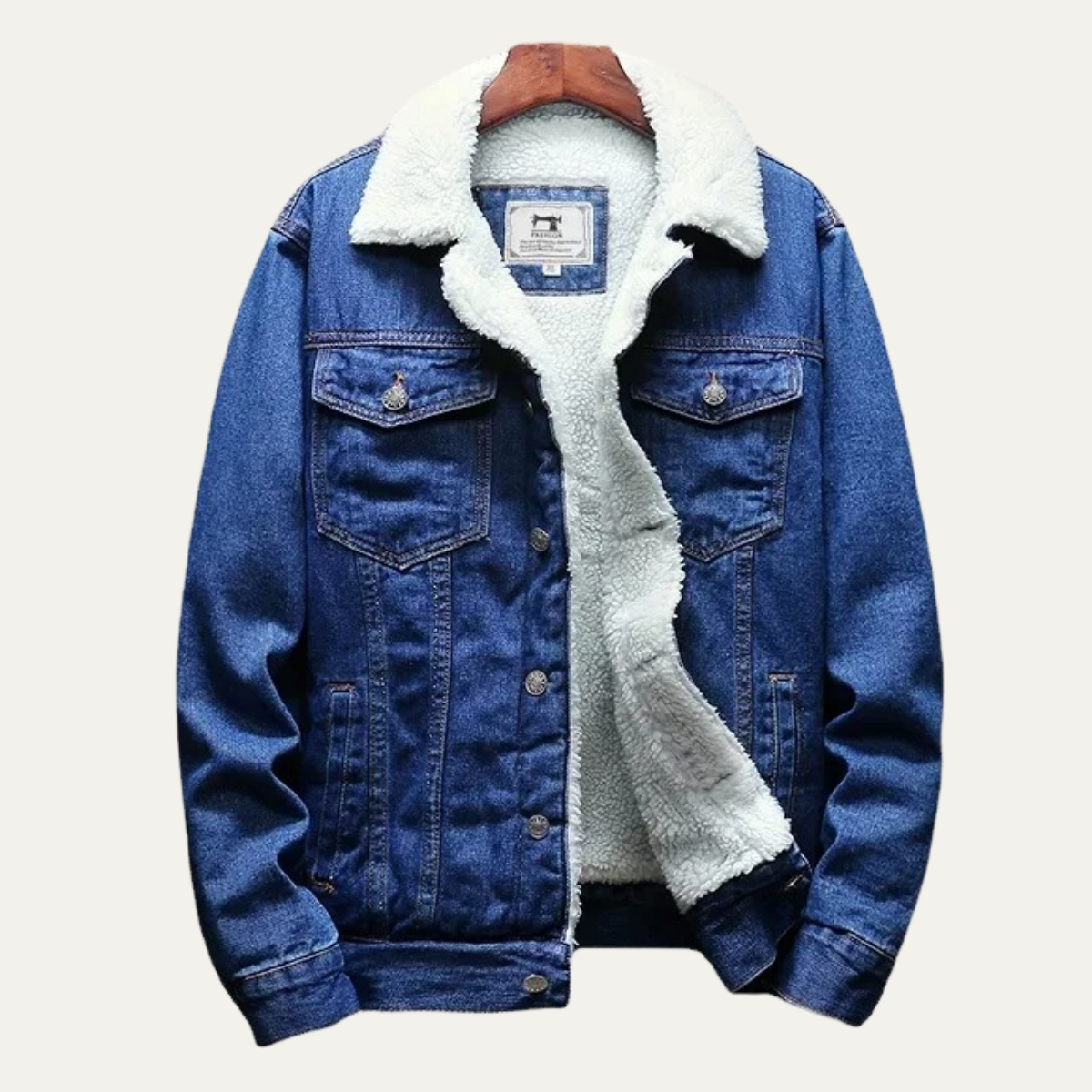 VogeLuxe | Men’s Winter Shearling Lined Denim Trucker Jacket