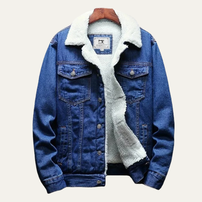 VogeLuxe | Men’s Winter Shearling Lined Denim Trucker Jacket