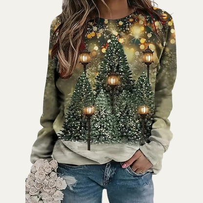 VogeLuxe | Women’s Golden Christmas Tree Raglan Sweatshirt