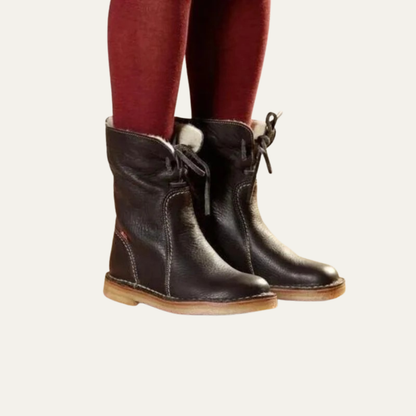 VogeLuxe | Women’s Shearling Lined Mid Calf Slouch Leather Boots