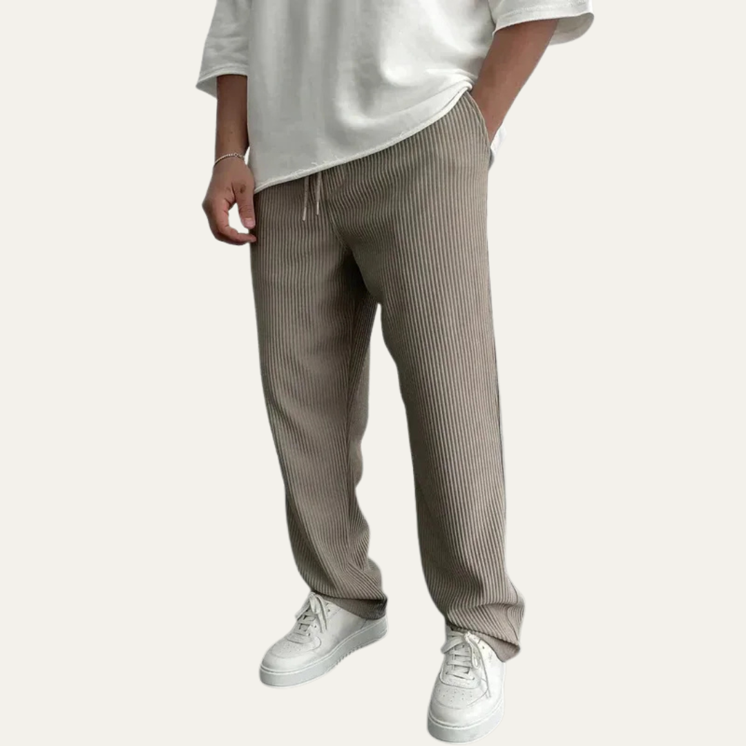 VogeLuxe | Men’s Wide Leg Rib Knit Lounge Trousers