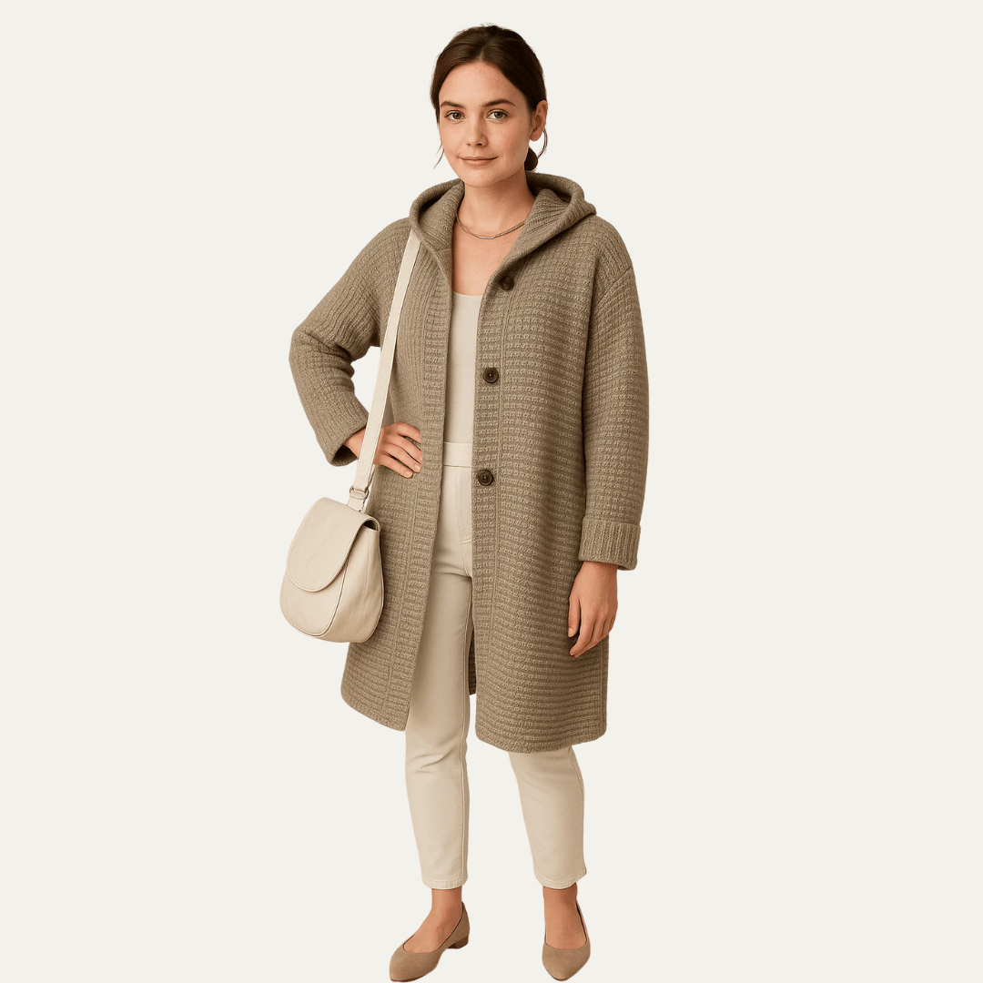VogeLuxe | Women’s Ribbed Hooded Knit Coat