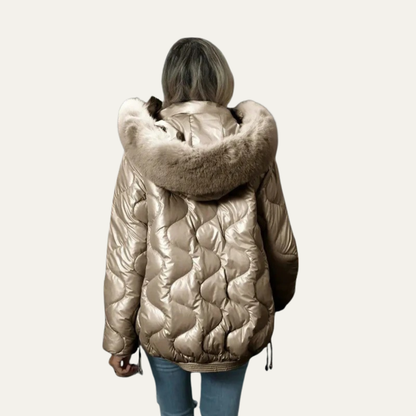 VogeLuxe | Women’s Metallic Quilted Puffer Jacket