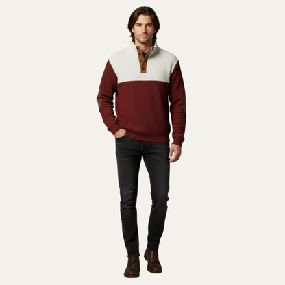 VogeLuxe | Men’s Color Block Button Placket Sweater