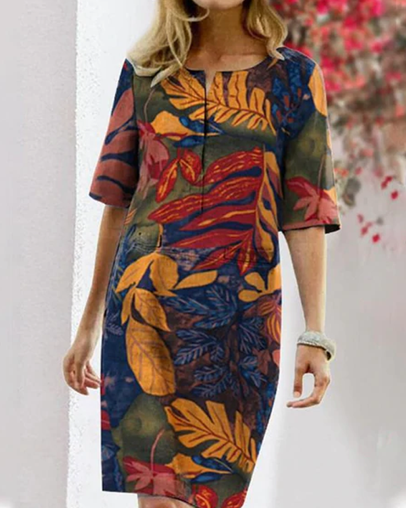 Casual Floral Short Sleeve Women's Dress