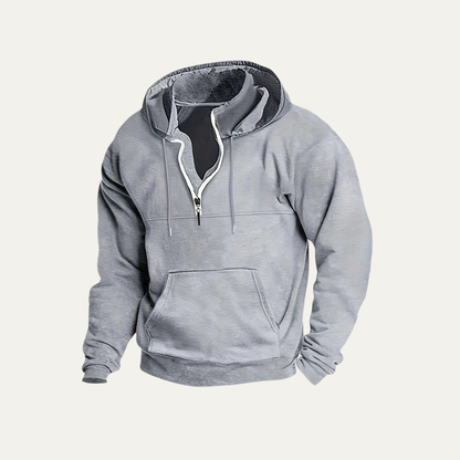 VogeLuxe | Men’s Utility Pocket Hooded Partial Zip Sweatshirt