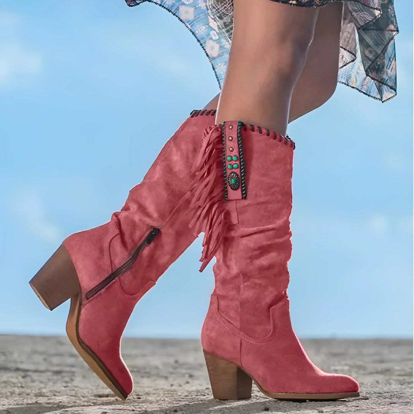 Tall Heeled Western Riding Boots for Women