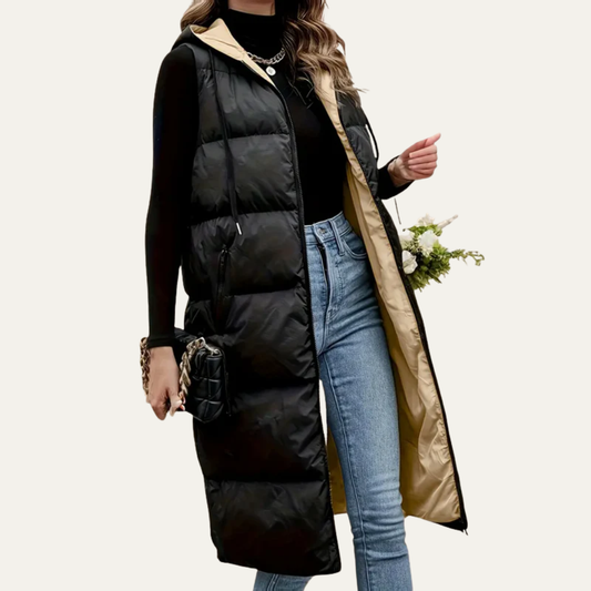 VogeLuxe | Women’s Longline Hooded Puffer Vest