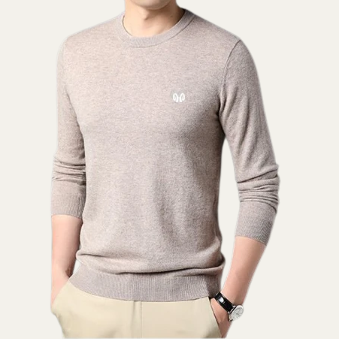 VogeLuxe | Men’s Minimalist Embroidered Crew Neck Knit Sweater