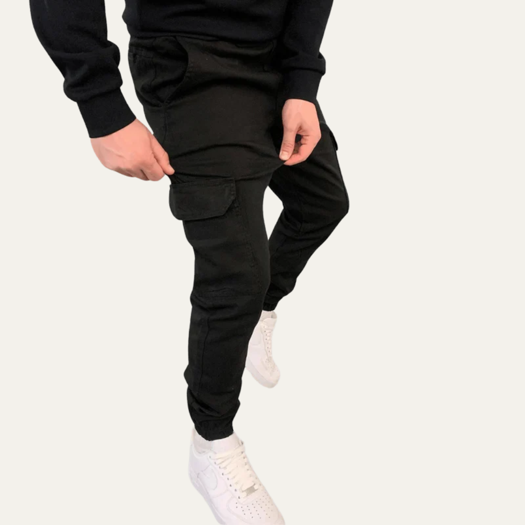 VogeLuxe | Men’s Tapered Cargo Jogger Pants with Flap Thigh Pockets