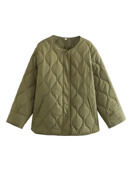 Warm Women's Padded Long Coat with Single Button Closure - VogeLuxe
