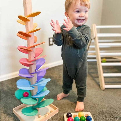 Colorful Wooden Marble Run Sound Toy for Kids