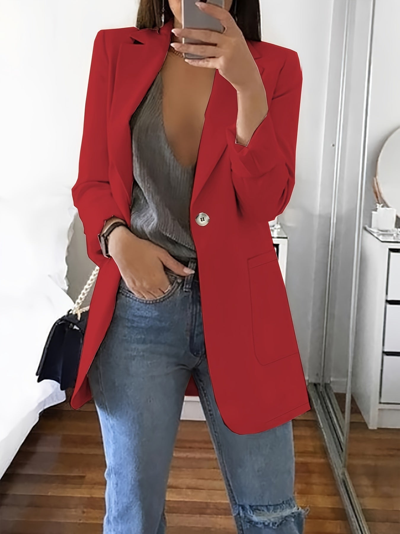 Women's Classic Tailored Blazer for Fall Winter