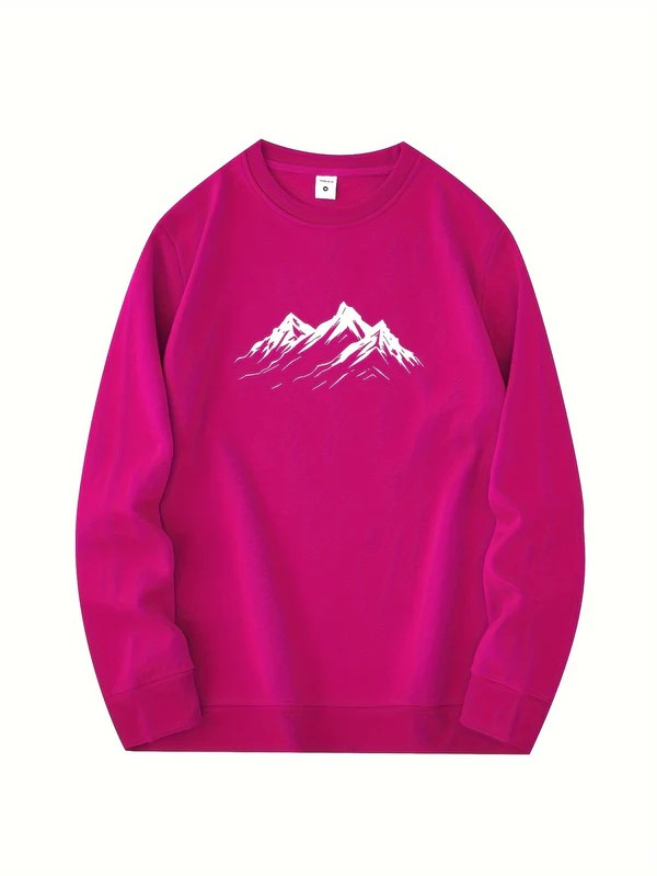 Cozy Men's Winter Sweatshirt with Mountain Design