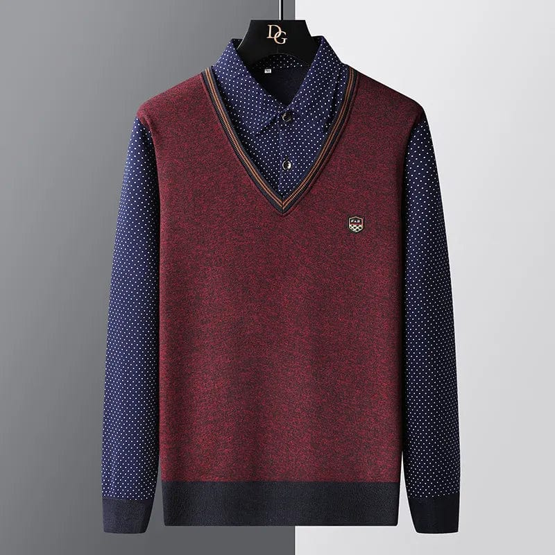 Warm Classic Fit Polo Sweater for Men - VogeLuxe