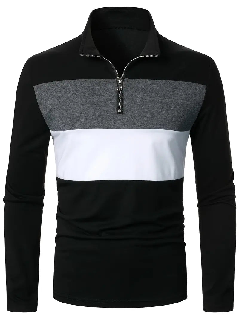 Warm Mens Navy Knit Zip Up Sweater - VogeLuxe